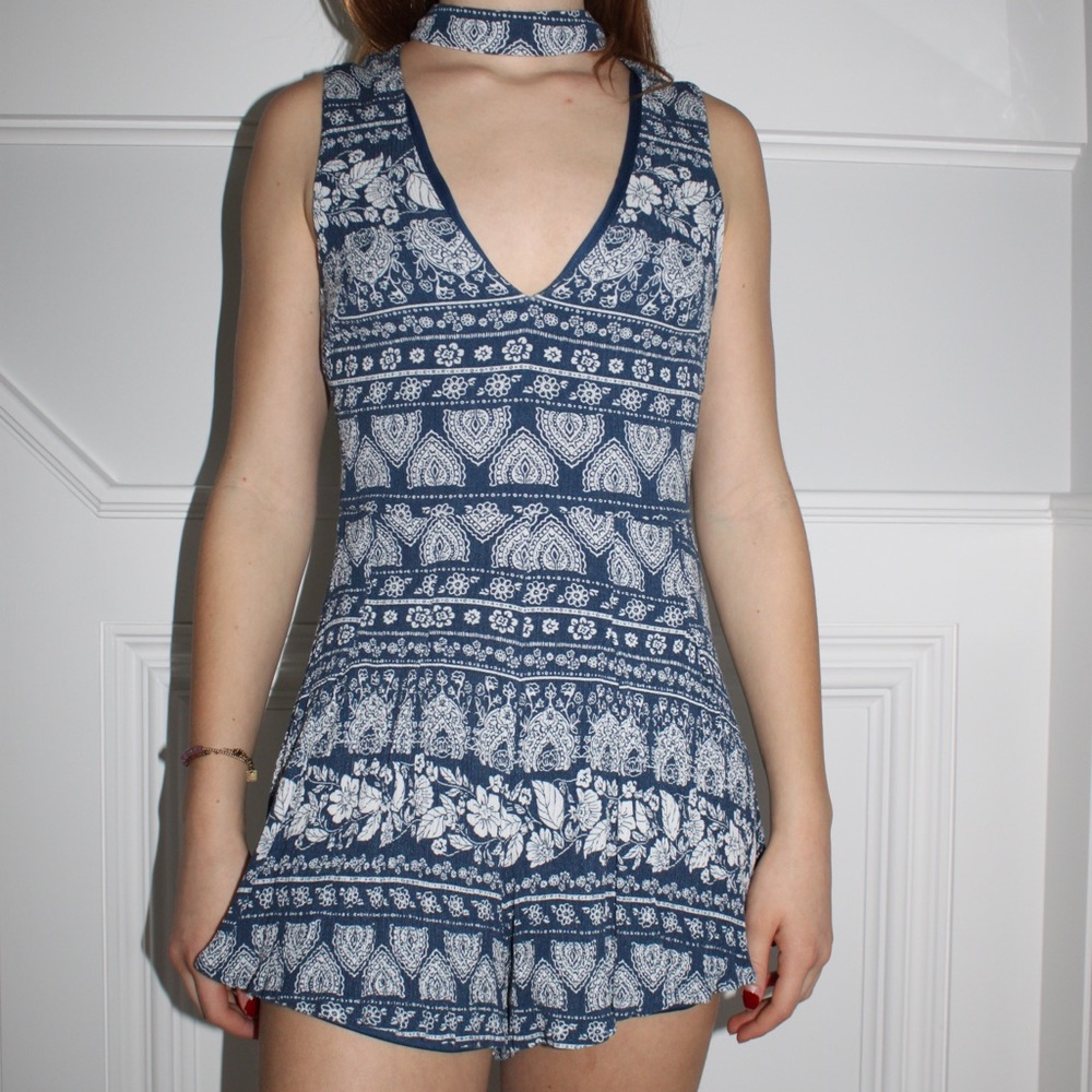 LF Rumor Botique Blue Floral Romper